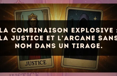 La combinaison explosive : La Justice et L'Arcane sans nom dans un tirage.