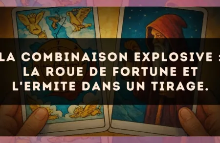 La combinaison explosive : La Roue de Fortune et L'Ermite dans un tirage.