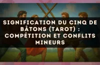 Signification du Cinq de Bâtons (tarot) : compétition et conflits mineurs