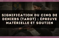 Signification du Cinq de Deniers (tarot) : épreuve matérielle et soutien